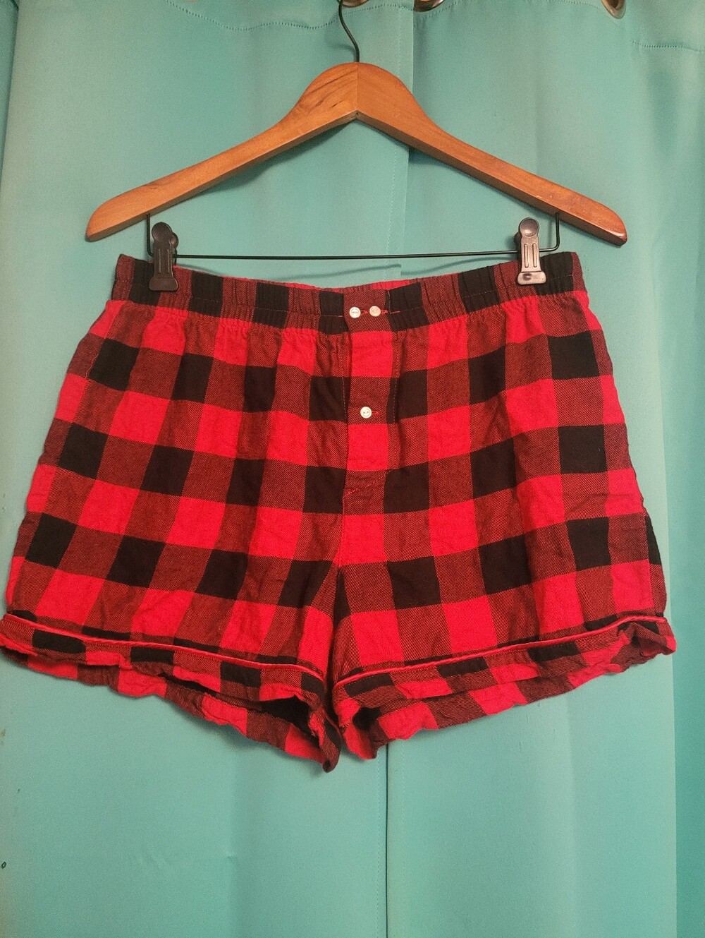 Red and Black Buffalo Plaid Lounge Shorts Size M